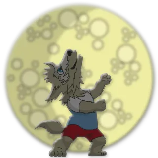 🌔 Wolf, Werwolf, Mond, Heulen, Tier, Cartoon telegram sticker