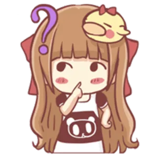 🤔 만화, 애니메이션, 여자, 질문, 귀여운, 사랑스러운, 일러스트, 카와이 telegram sticker