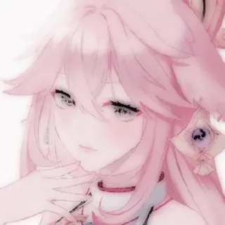 😏 Yae Miko Genshin Impact 动漫, 原神, 八重神子, 游戏, 粉色头发, 狐狸, 女孩 telegram sticker
