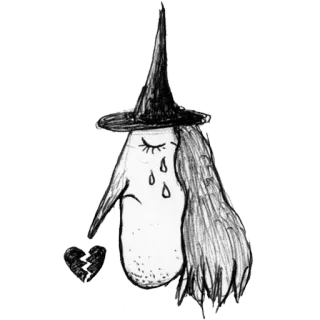 💔 bruxa, triste, coração partido, chorando, ilustração telegram sticker