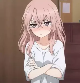 😒 Anime, Garota, Rubor, Fofo, Mangá, Expressão telegram sticker