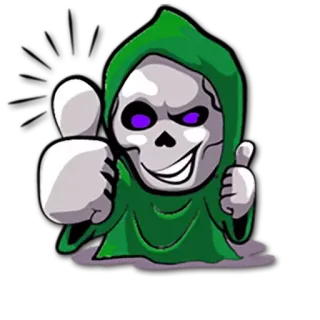 👍 저승사자, 해골, 만화, 후드, 엄지 척, 죽음, 소름, 무서운 telegram sticker