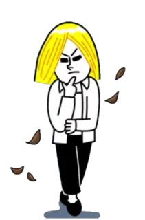 🤔 漫画, 女性, 金髪, 考えている, 落書き, 物思い telegram sticker