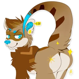 🍑 furry, animal, dessin animé, mignon, fantaisiste whatsapp sticker