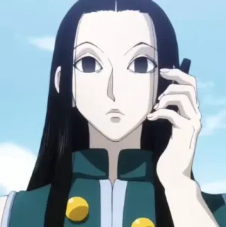 🕷 Illumi Zoldyck Hunter x Hunter Anime, Illumi Zoldyck, Hunter x Hunter, Charakter, lange Haare, schwarze Haare telegram sticker