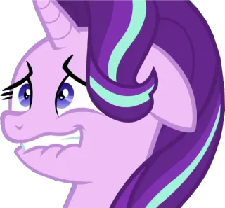 😅 Starlight Glimmer My Little Pony poni, dibujo animado, caballo, unicornio, Starlight Glimmer, My Little Pony, miedo, expresión telegram sticker