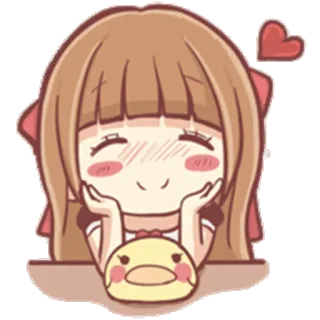 😊 Аниме, Мультфильм, Милый, Девушка, Сердце, Чиби, Каваи, Персонаж telegram sticker