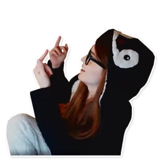 🖕 persona, donna, gesto, dito medio, felpa con cappuccio, adesivo telegram sticker