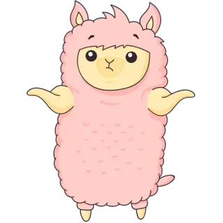 🤔 lama, animal, rose, dessin animé, mignon, drôle telegram sticker