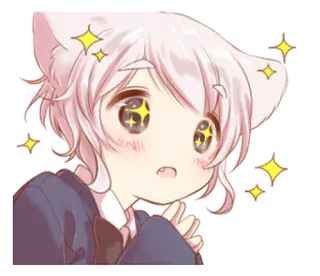 🍭 anime, cat, kawaii, sparkle, cute, manga, cat ears, cartoon whatsapp sticker
