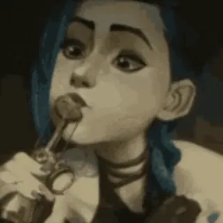 🌬 Jinx Arcane 金克丝, 奥术, 英雄联盟, 角色, 女孩, 抽烟 telegram sticker
