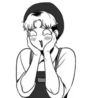 😣 Anime, Desenho animado, Preto e branco, Bonito, Mangá telegram sticker