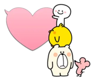💖 Herz, süß, kawaii, Bär, Küken, Stapel, Cartoon telegram sticker