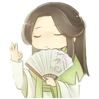 👌 chibi, character, fan, okay gesture, asian telegram sticker