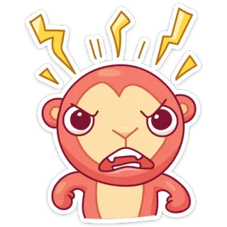 😠 małpa, zły, wściekły, kreskówka, rozżalony, błyskawica whatsapp sticker