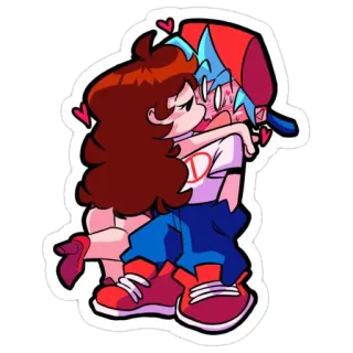 😍 Boyfriend Friday Night Funkin' video game, girlfriend, love, kiss, couple whatsapp sticker