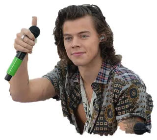👍 Harry Styles harry styles, singer, microphone, music, thumbs up, celebrity, person telegram sticker