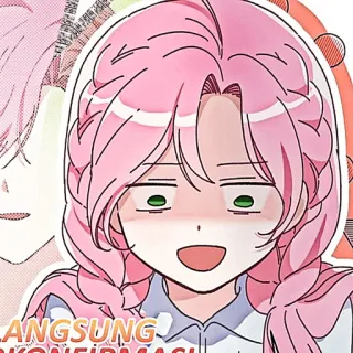🌸 LANGSUNG KONFIRMASI Manga, Komik, Ekspresi, Wanita, Gadis, Rambut pink, Kartun telegram sticker