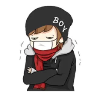 😷 BOY Anime, Anak laki-laki, Syal, Masker, Beanie, Kartun whatsapp sticker