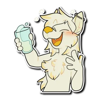 🥃 Фурри, Пьющий, Счастливый, Мультфильм, Животное, Напиток telegram sticker