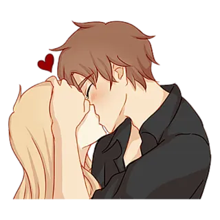 😘 bacio, amore, coppia, romanticismo, affetto, cartone animato telegram sticker