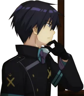 🧐 Anime, Personaje, Pelo negro, Guantes, Serio, Hombre, Ropa formal telegram sticker