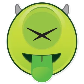 🤢 Emoji, Malade, Monstre, Dessin animé, Vert, Langue, Diable telegram sticker