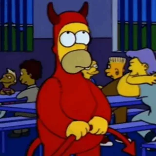 🧿 Homer Simpson The Simpsons Homer Simpson, iblis, kartun, setelan merah, Halloween, The Simpsons, animasi telegram sticker