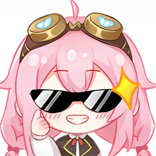 😎 Anime, Desenho animado, Fofo, Rosa, Óculos de sol telegram sticker