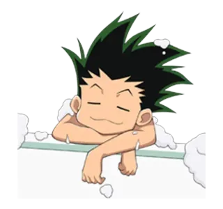 😌 Gon Freecss Hunter x Hunter anime, boy, bath, relaxing, Gon Freecss, Hunter x Hunter telegram sticker