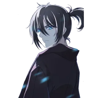 😠 Yato Noragami Аниме, Персонаж, голубые глаза, черные волосы, Noragami whatsapp sticker