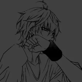 ⬛ 动漫, 漫画, 男孩, 卡通, 素描 telegram sticker