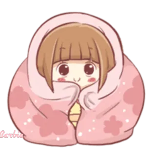 😐 barbie dễ thương, gái, kawaii, chăn, hồng, ấm cúng telegram sticker