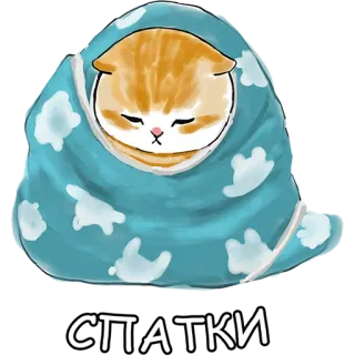 😴 СПАТКИ 猫, 可爱, 困, 毯子, 动物 whatsapp sticker
