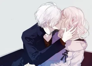 🍁 hôn, anime, lãng mạn, cặp đôi, tình yêu, tình cảm telegram sticker