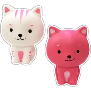 😼 gatto, gattino, kawaii, carino, rosa, bianco, animale, animale domestico whatsapp sticker