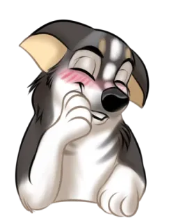 😌 cão, filhote, fofo, animal, animal de estimação, desenho animado, husky, feliz telegram sticker