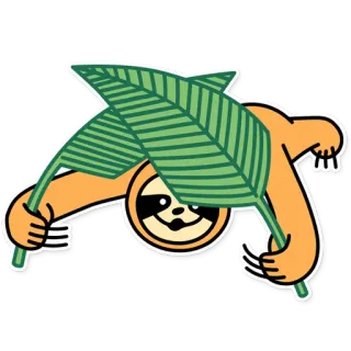 🙆‍♂️ ленивец, животное, милый, мультфильм, листья, медленный, ленивый whatsapp sticker
