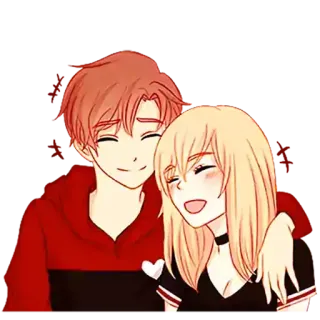 ❤️ pareja, amor, dibujos animados, relación, anime telegram sticker