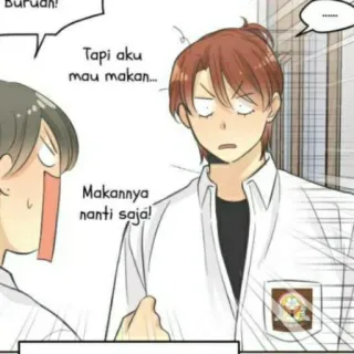 🎧 Tapi aku mau makan... Makannya nanti saja! comic, manga, teen, school, conversation telegram sticker