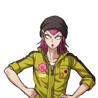 😮 Kazuichi Souda Danganronpa อนิเมะ, ดันกันรอนปะ, คาซุอิจิ โซดะ, ช่างเครื่อง, ตกใจ, สีหน้า, ตัวละคร telegram sticker