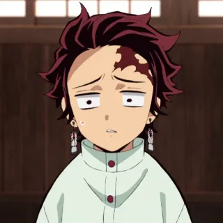 🏮 Tanjiro Kamado Demon Slayer Anime, Démon, Triste, Tanjiro, Manga, Expression, Confus whatsapp sticker