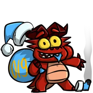 🤪 019 monster, red, cartoon telegram sticker