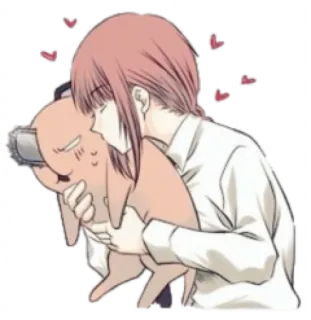 ❤️ Makima Chainsaw Man anime, makima, chainsaw man, hug, pochita, cute telegram sticker