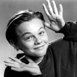 ⛓ Leonardo DiCaprio 演员, 名人, 肖像, 年轻, 黑白, 微笑 telegram sticker