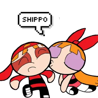 💑 SHIPPO kreskówka, pocałunek, para, związek, uczucie telegram sticker