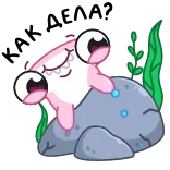 😏 Kreskówka, Różowy, Stworzenie morskie, Ryba, Ocean, Uroczy, Skała, Bąbel telegram sticker