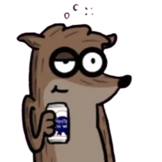 😎 Rigby Regular Show kreskówka, postać, zwierzę, picie, Rigby, Zwyczajny serial telegram sticker