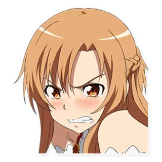 😠 Asuna Yuuki Sword Art Online 애니메이션, 소녀, 화난, 검, 아트, 온라인 telegram sticker