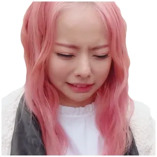 😷 menangis, sedih, wanita, rambut pink, kesal whatsapp sticker